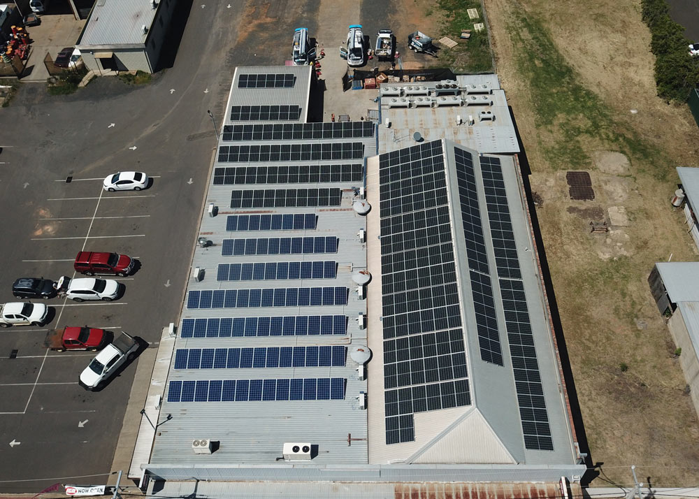 Large solar array across a commercial building